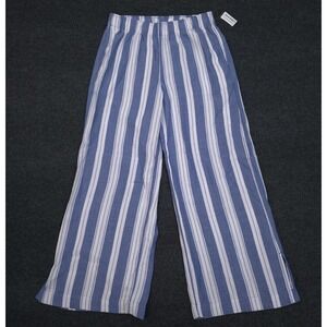 Old Navy Womens Medium Blue Striped Cotton Pants Coastal Beach Vacation Easy Fit
